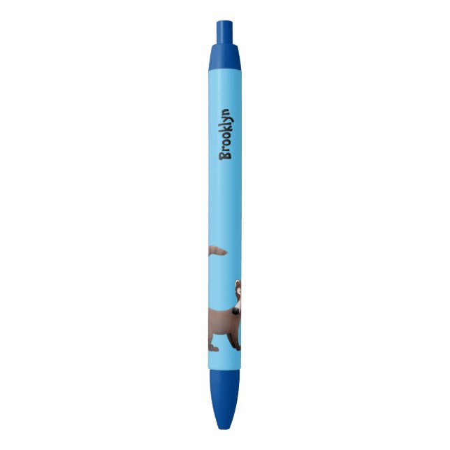 Funny curious coatimundi cartoon illustration  black ink pen (Front Vertical)