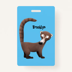 Funny curious coatimundi cartoon illustration ID badge