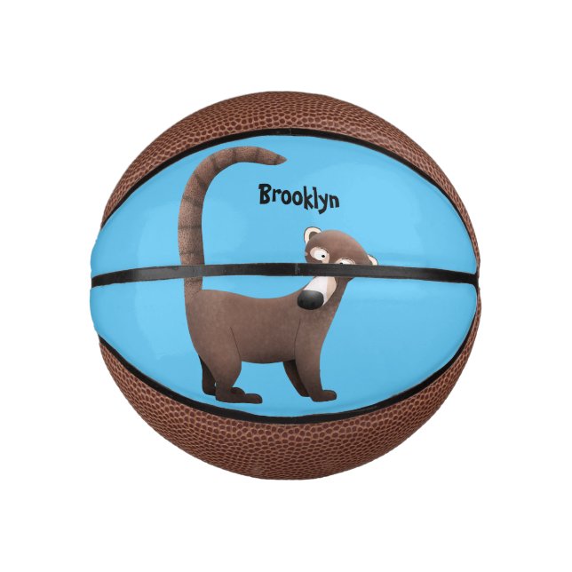 Funny curious coatimundi cartoon illustration  mini basketball (Front)