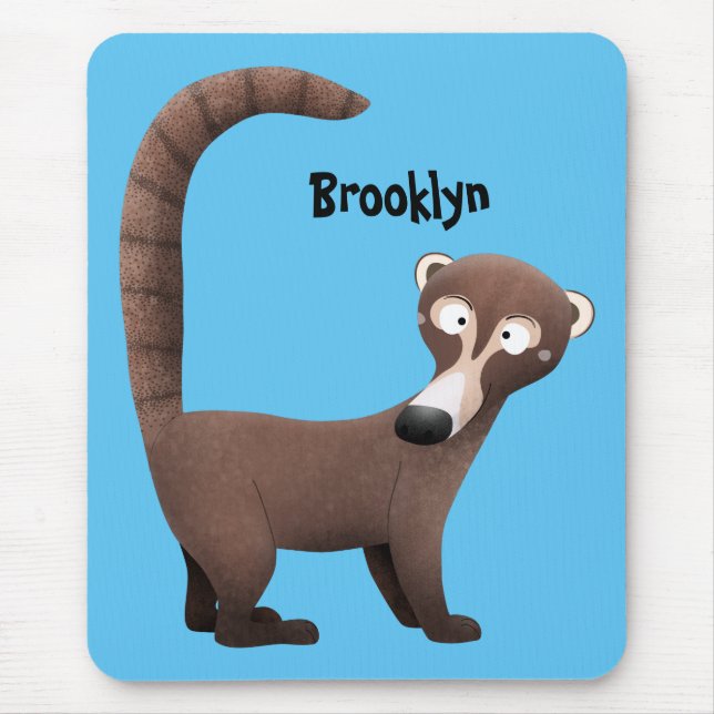 Funny curious coatimundi cartoon illustration mouse mat (Front)