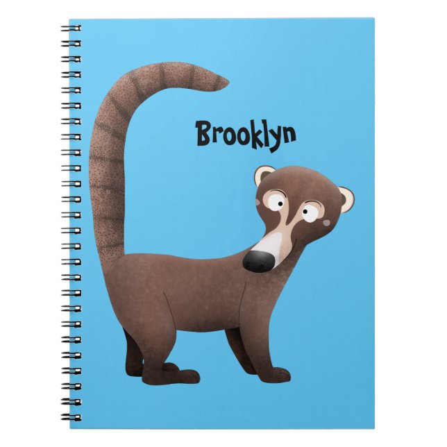 Funny curious coatimundi cartoon illustration notebook (Front)