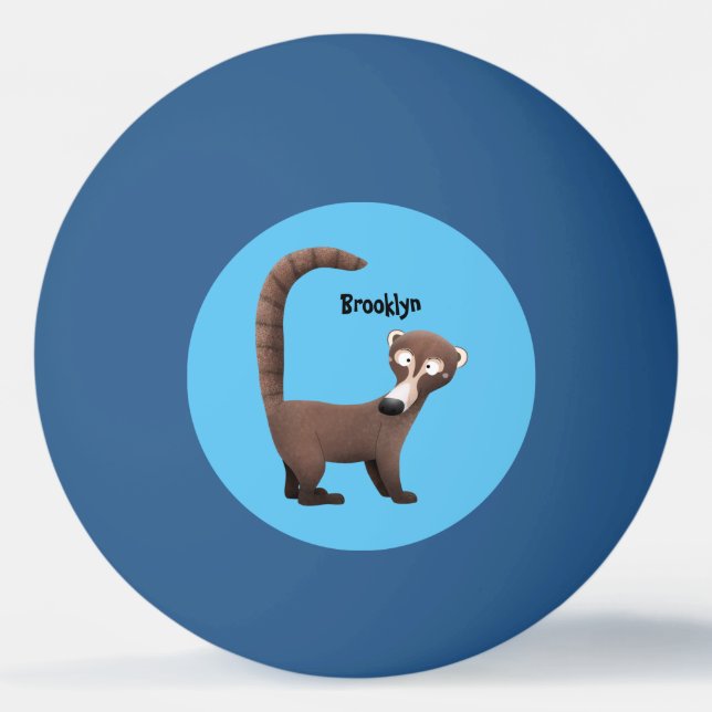 Funny curious coatimundi cartoon illustration ping pong ball (Front)