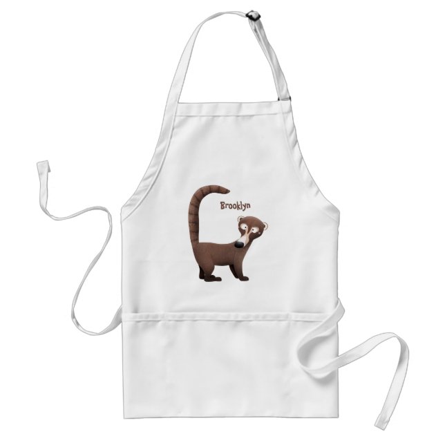 Funny curious coatimundi cartoon illustration  standard apron (Front)
