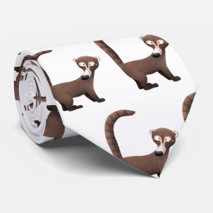 Funny curious coatimundi cartoon illustration  tie
