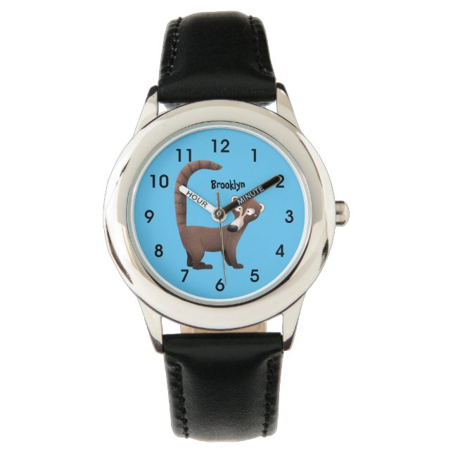 Funny curious coatimundi cartoon illustration watch (Front)