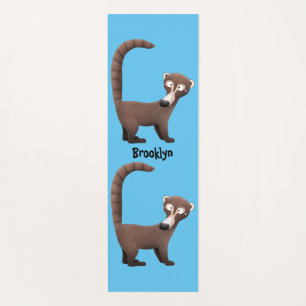 Funny curious coatimundi cartoon illustration yoga mat