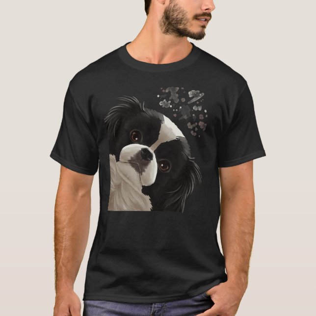 Funny Curious Dog Japanese Chin T-Shirt (Front)