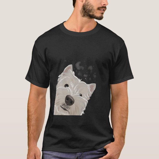 Funny Curious Dog West Highland White Terrier T-Shirt (Front)