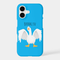 Funny curious domestic goose cartoon illustration