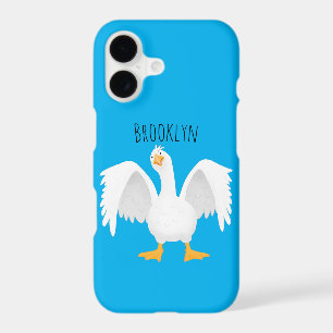 Funny curious domestic goose cartoon illustration