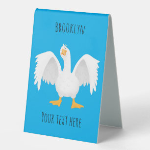 Funny curious domestic goose cartoon illustration