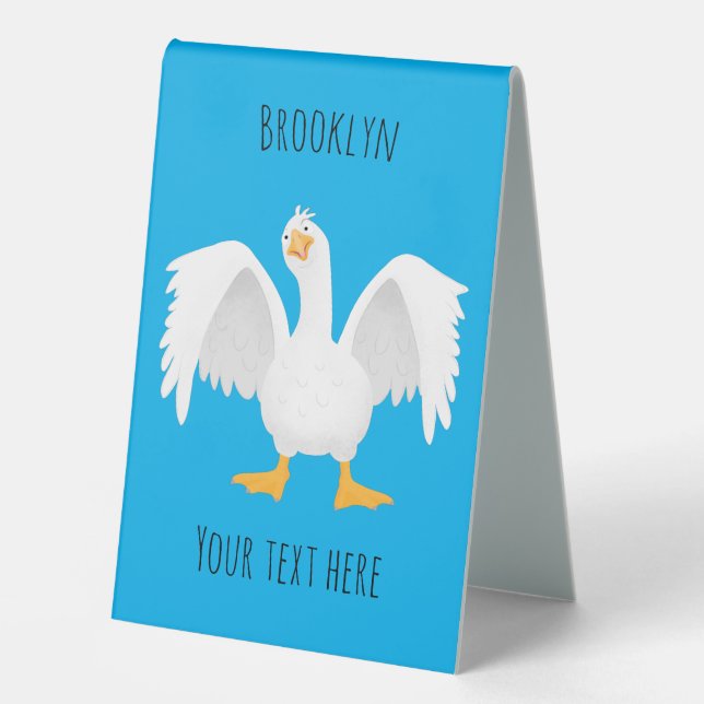 Funny curious domestic goose cartoon illustration  (Front)