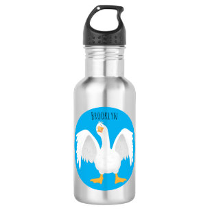 Funny curious domestic goose cartoon illustration 532 ml water bottle