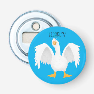 Funny curious domestic goose cartoon illustration bottle opener