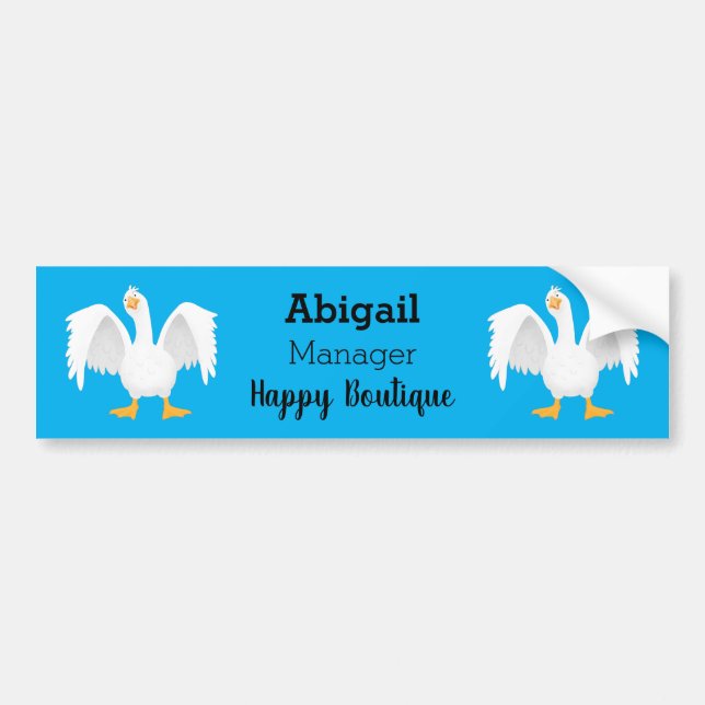 Funny curious domestic goose cartoon illustration bumper sticker (Front)