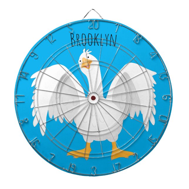 Funny curious domestic goose cartoon illustration dartboard (Front)
