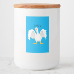Funny curious domestic goose cartoon illustration food label