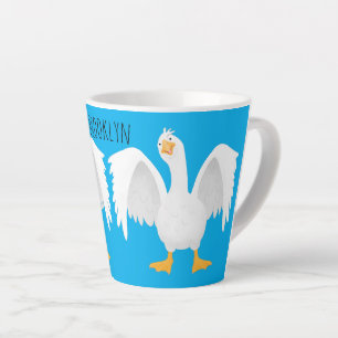 Funny curious domestic goose cartoon illustration latte mug