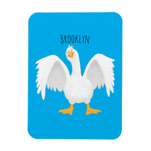 Funny curious domestic goose cartoon illustration magnet