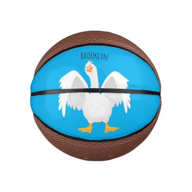 Funny curious domestic goose cartoon illustration  mini basketball (Front)