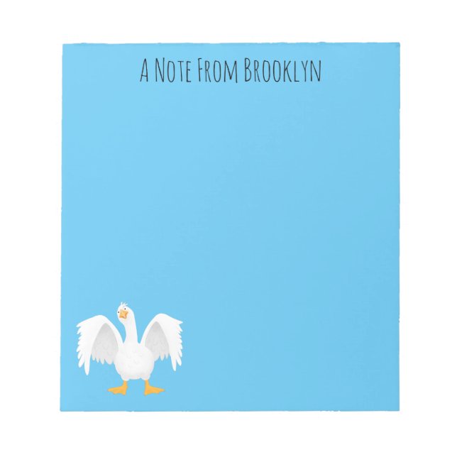 Funny curious domestic goose cartoon illustration notepad (Front)