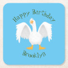 Funny curious domestic goose cartoon illustration