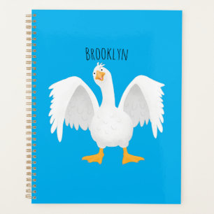 Funny curious domestic goose cartoon illustration planner