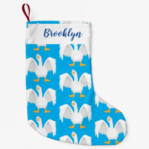 Funny curious domestic goose cartoon illustration small christmas stocking