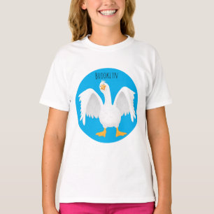 Funny curious domestic goose cartoon illustration T-Shirt
