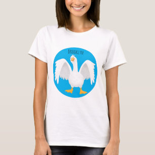 Funny curious domestic goose cartoon illustration T-Shirt