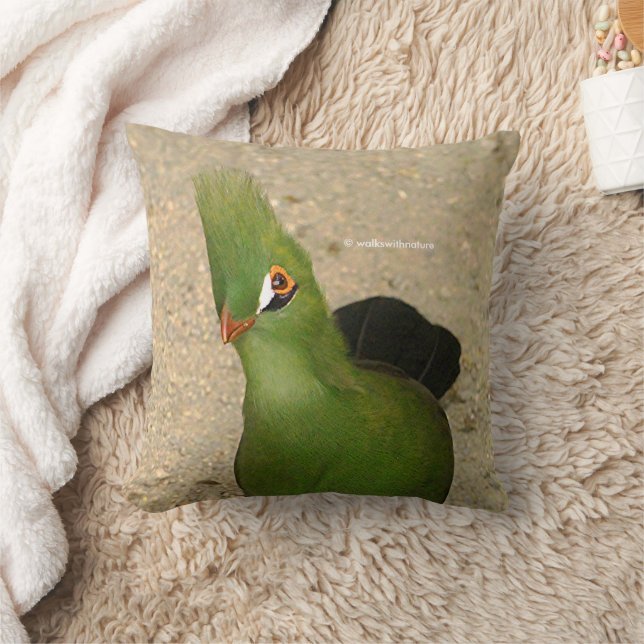 Funny Curious Guinea Turaco Green Bird Cushion (Blanket)