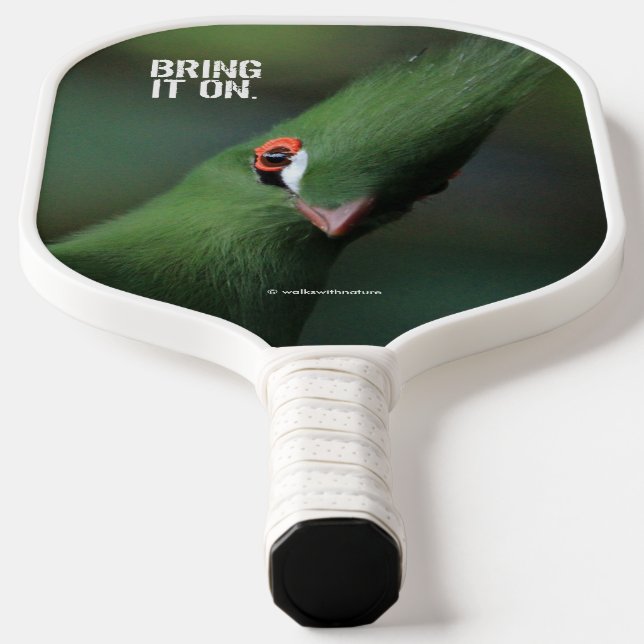 Funny Curious Guinea Turaco Green Bird Pickleball Paddle (Laydown)