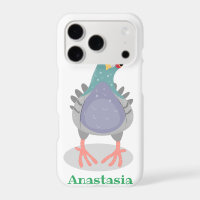 Funny curious pigeon cartoon illustration