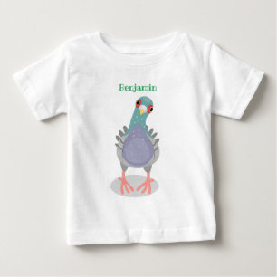 Funny curious pigeon cartoon illustration baby T-Shirt