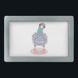 Funny curious pigeon cartoon illustration belt buckle<br><div class="desc">This cool,  curious pigeon is drawn in fun cartoon style. Lots of bird fun!</div>