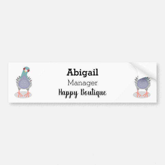 Funny curious pigeon cartoon illustration  bumper sticker (Front)