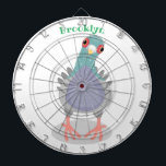 Funny curious pigeon cartoon illustration dartboard<br><div class="desc">This cool,  curious pigeon is drawn in fun cartoon style. Lots of bird fun!</div>