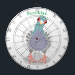 Funny curious pigeon cartoon illustration dartboard<br><div class="desc">This cool,  curious pigeon is drawn in fun cartoon style. Lots of bird fun!</div>