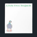 Funny curious pigeon cartoon illustration notepad<br><div class="desc">This cool,  curious pigeon is drawn in fun cartoon style. Lots of bird fun!</div>