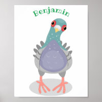 Funny curious pigeon cartoon illustration
