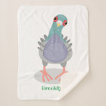 Funny curious pigeon cartoon illustration  sherpa blanket<br><div class="desc">This cool,  curious pigeon is drawn in fun cartoon style. Lots of bird fun!</div>