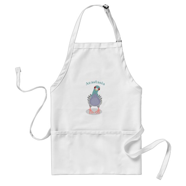 Funny curious pigeon cartoon illustration standard apron (Front)