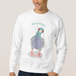 Funny curious pigeon cartoon illustration sweatshirt