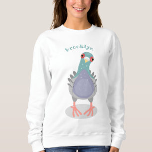 Funny curious pigeon cartoon illustration sweatshirt