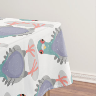 Funny curious pigeon cartoon illustration tablecloth