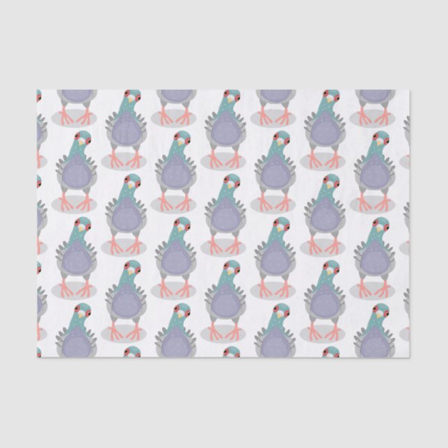 Funny curious pigeon cartoon illustration tissue paper (Front)