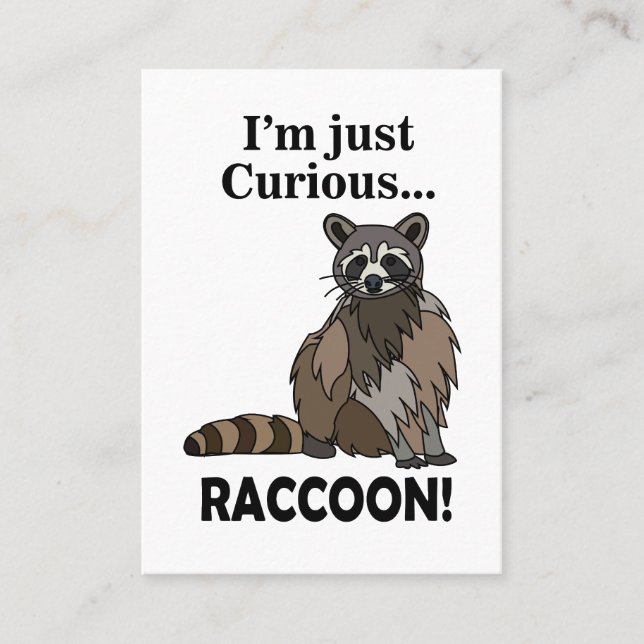 Funny Curious Racoon Business Card (Front)
