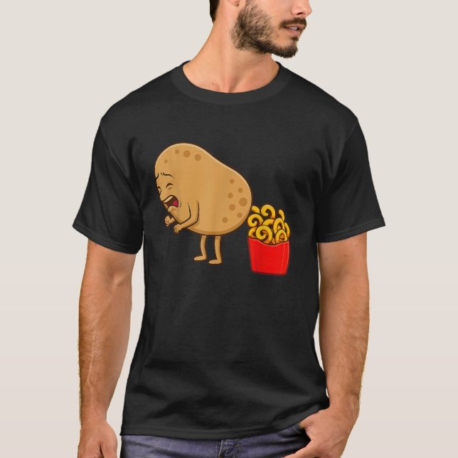 Funny Curly Fries Designs Potato Food Eaters  T-Shirt (Front)