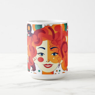 Funny curly girl, colourful and vibrant colours coffee mug