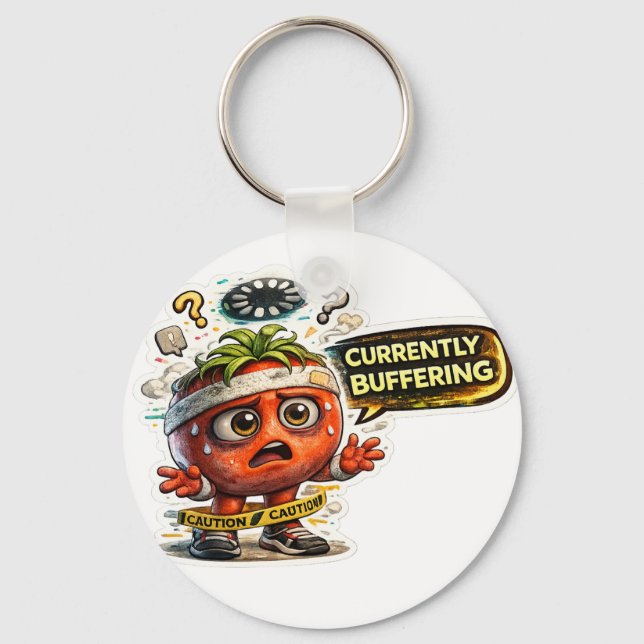 Funny Currently Buffering T-Shirt | Retro Sarcasti Key Ring (Front)